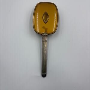 Vintage Gold & Silver Tone Vanity Hair Brush MCM Nylon Bristles Victorian Style